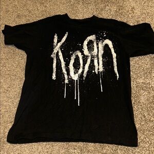 Black Graphic Korn distressed graffiti style tee no tags size small